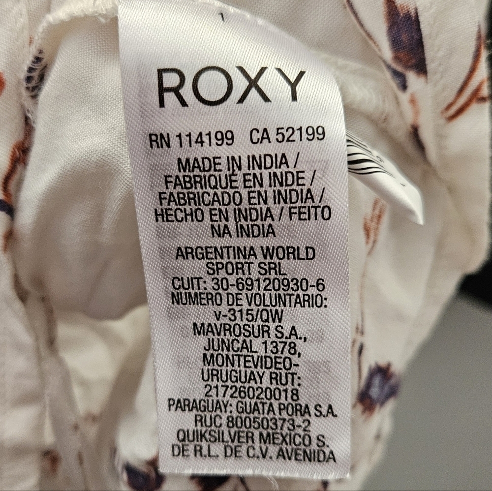 Roxy Lynnette Ruffled Floral White Crop Top Tapioca Serene Crane Print sz Small - Picture 7 of 9